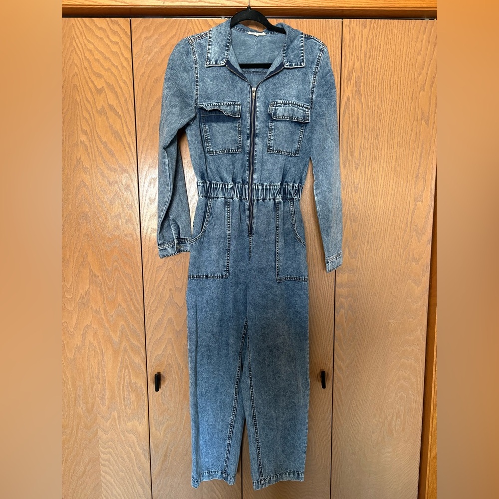 Denim Long Sleeve Jumpsuit